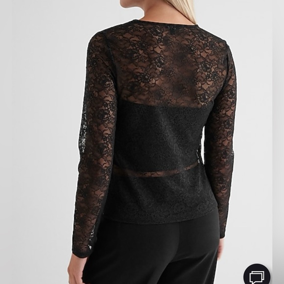 Fitted Lace Crew Neck Long Sleeve
Tee. - Picture 2 of 4